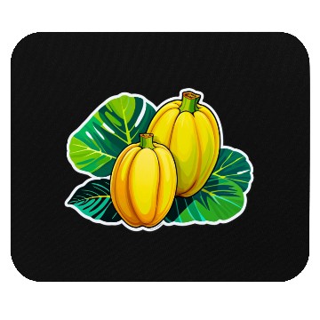 Discover Yellow Squash with Green Leaves Illustration Mouse Pads