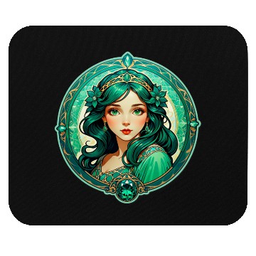 Discover Emerald Haired Fantasy Princess Portrait Mouse Pads