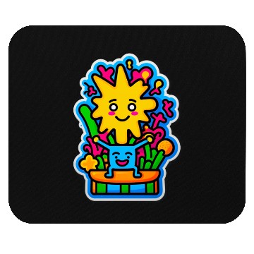Discover Happy Sun and Blue Creature Mouse Pads