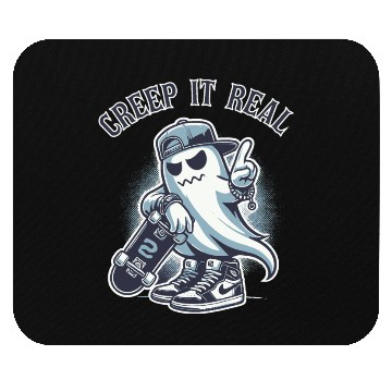 Discover Cool Halloween Ghost with Skateboard Creep It Real Mouse Pads