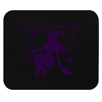 Discover Purple Witch Flying on a Broom Halloween Mouse Pads