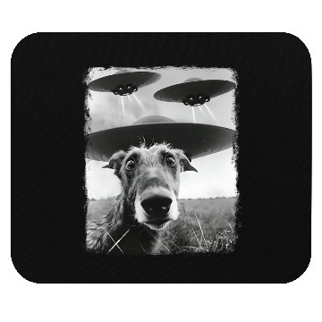 Discover Irish Wolfhound Dog UFO Alien Extraterrestrial Sel Mouse Pads