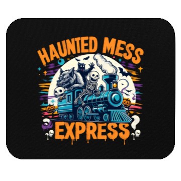 Discover Haunted Mess Express Fun Spook Halloween Train Pun Mouse Pads