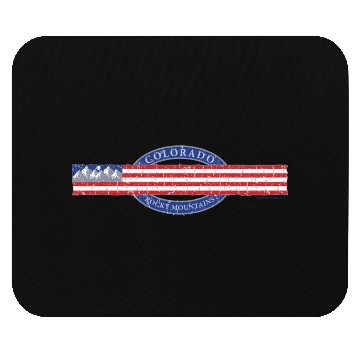 Discover Colorado Mountain and USA Flag Grey Mouse Pads