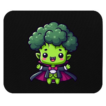 Discover Cute Halloween Broccoli Vampire Cartoon Green Mouse Pads