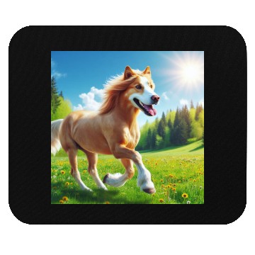 Discover The golden retriever-horse Mouse Pads