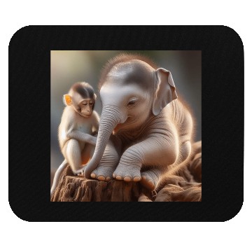 Discover Cute Monkey and Elephant. Mouse Pads