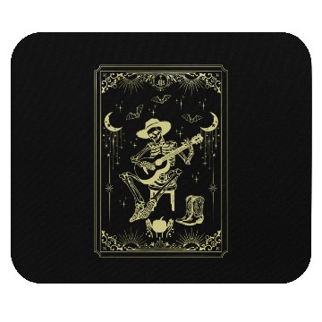 Discover Tarot Card Celestial Cowboy Skeleton Plays Guitar Mouse Pads