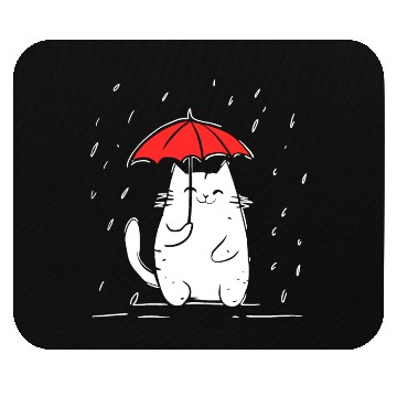 Discover Red Umbrella Cat Rainy Day Cat Mouse Pads