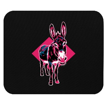 Discover Geometric Farm Animal Graphic: Vibrant Donkey Art Mouse Pads