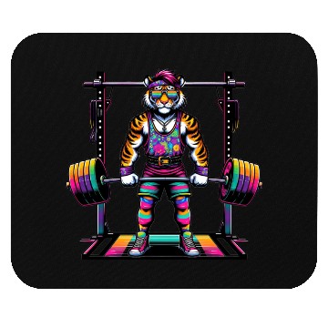Discover Muscular Rainbow Tiger Deadlifting Mouse Pads