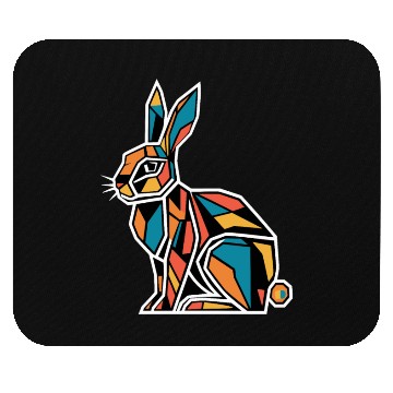 Discover Geometric Farm Animal Graphic Rabbit Vibrant Mouse Pads