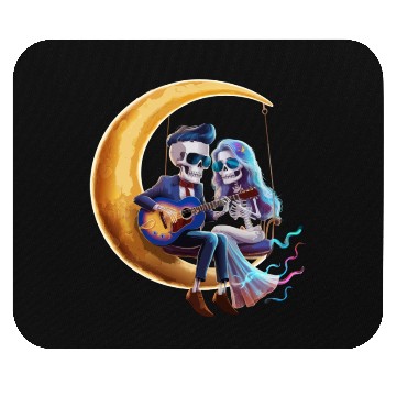 Discover Skeleton Playing Guitar with Girlfriend on Moon Mouse Pads