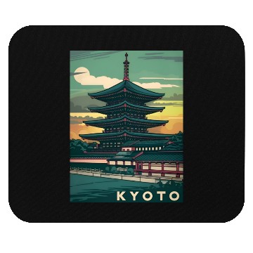 Discover Vintage Travel Kyoto Japan Sunset Retro Graphic Mouse Pads