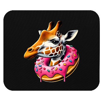 Discover funny feast for the eyes - giraffe with donut Mouse Pads