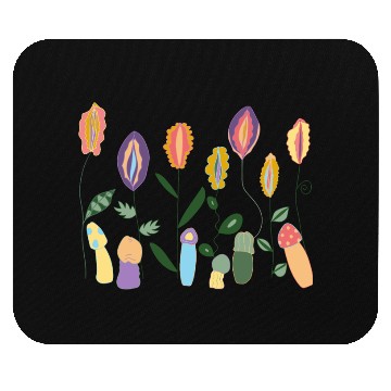 Discover Flower Meadow with Mushrooms. Body Positivity. Mouse Pads