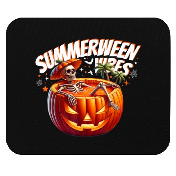 Discover funny Summerween Vibes Skeleton Pumpkin Summer Vac Mouse Pads