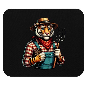 Discover Cute Tiger Farmer Mouse Pads
