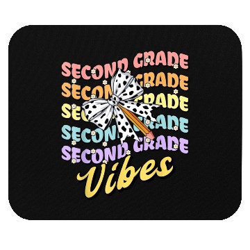 Discover Second 2nd Grade Vibes Teacher Coquette Bow Dalmat Mouse Pads