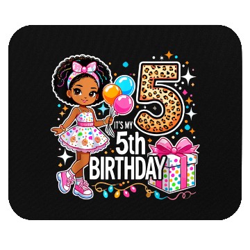 Discover Its My 5th Birthday African American Black Girl 5 Mouse Pads