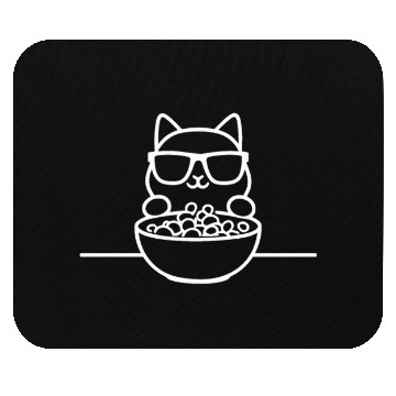 Discover Cat Wearing Sunglasses Eating Cereal Mouse Pads