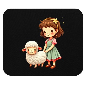 Discover Girl with Cute Lamb Mouse Pads