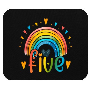 Discover 5th Birthday Rainbow Butterfly 5 Years Five 5 Birt Mouse Pads