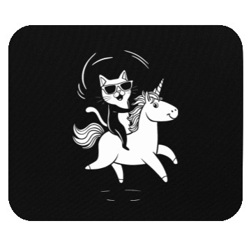 Discover Cat Wearing Sunglasses Riding Unicorn Mouse Pads