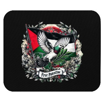 Discover Pigeon holding olive's leaf free Palestine Flag Mouse Pads