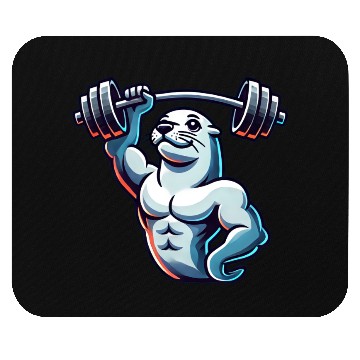 Discover Seal with Barbell Fitness Gym Training Mouse Pads