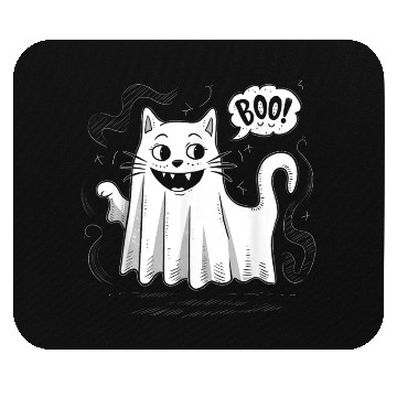 Discover Funny Ghost Cat Boo Halloween Animal Ghost Kitty Mouse Pads