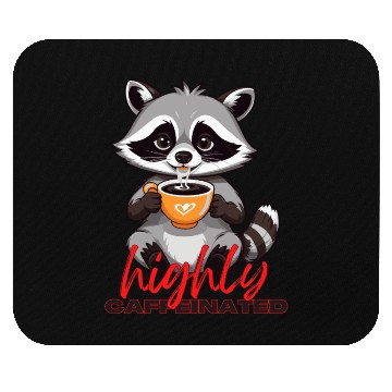 Discover Adorable Raccoon with Coffee - Highly Caffeinated Mouse Pads