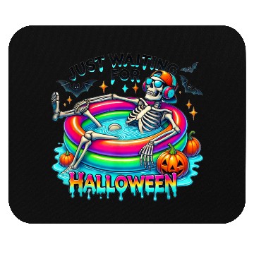 Discover Funny Just Waiting For Halloween Skeleton Mouse Pads
