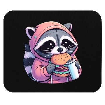 Discover Trash Panda - Raccoon eating fast food Mouse Pads