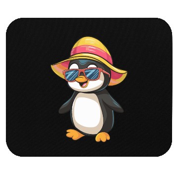Discover Cool Penguin In Summer Hat And Sunglasses Mouse Pads