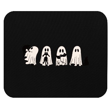 Discover Funny Ghost Black Cat Spooky Season Trick Or Treat Mouse Pads