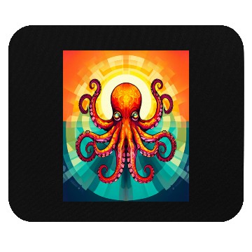 Discover Octopus Vibrant Geometric Deco Style Mouse Pads