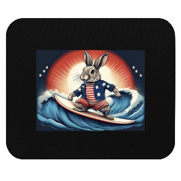 Discover Stars & Stripes Surfer Bunny Mouse Pads