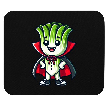 Discover Cute Halloween Leek Vampire Cartoon Green Mouse Pads