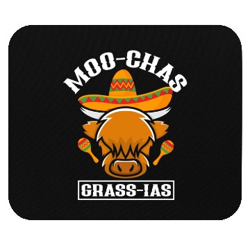 Discover Highland Cow Moo-chas Grass-ias Mouse Pads