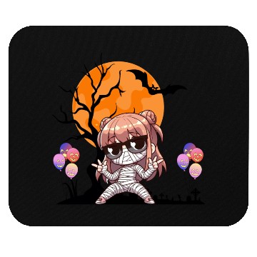 Discover Chibi Mummy Illustration for Halloween Mouse Pads