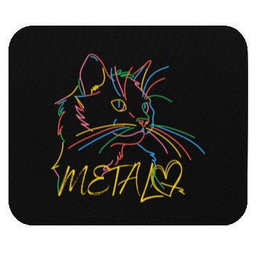 Discover Neon Cat loves Metal Mouse Pads