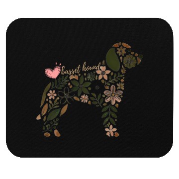 Discover Floral Basset Hound Silhouette: Nature-Inspired Do Mouse Pads