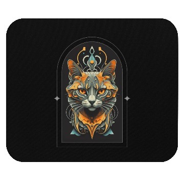 Discover Elegant stylish black and gold cat face Mouse Pads