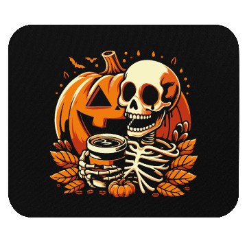Discover Coffee Drinking Skeleton Pumpkin Halloween Costume Mouse Pads