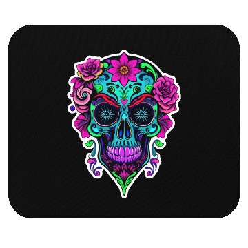 Discover A vibrant and abstract sugar skull Calavera Mouse Pads