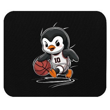 Discover Penguin Basketball Player Number 10 Dribbling Mouse Pads