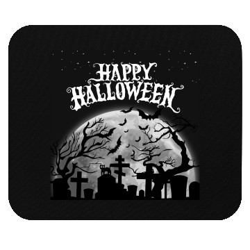 Discover halloween cat on a graveyard Mouse Pads