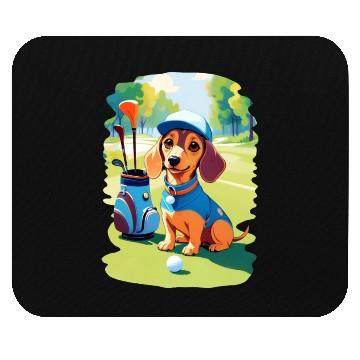 Discover Dachshund Dog Playing Golf Funny Design Mouse Pads