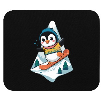 Discover Cute Snowboarding Penguin Adventure Mouse Pads